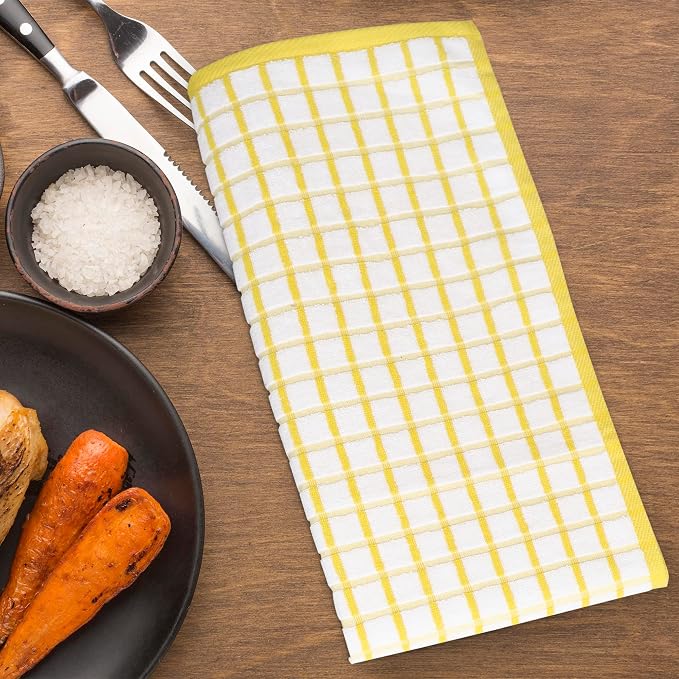 Urban Villa Kitchen Towels Cotton Dish Towels 20”x30” (Set of 3) Yellow Wht