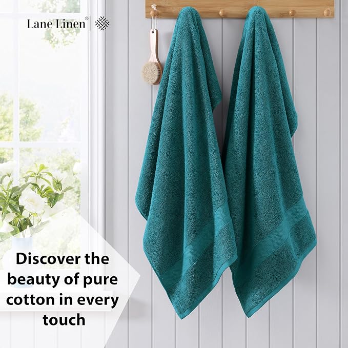 LANE LINEN Bath Sheets 4 Pack Oversized Soft Absorbent - Sea Port | Shower Sheets - Everyday Durability, OEKO-TEX Certified, Ring-Spun Durability, Generously Sized, Oversized & Roomy