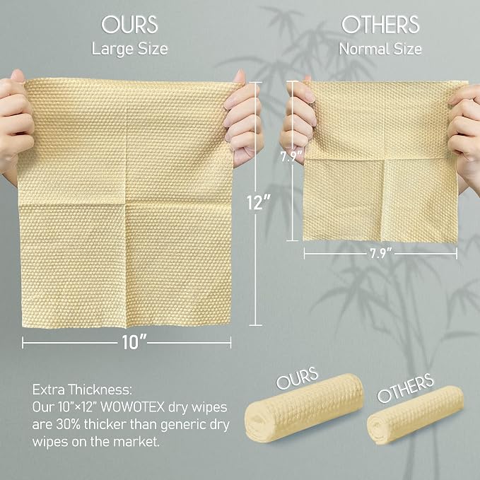 WOWOTEX Bamboo Rayon Disposable Face Towel Biodegradable Large Dry Face Wipes 120 Count / 2 Boxes Extra Thick Soft Clean Facial Towels for Sensitive Skin, Makeup Removing, Facial Cleansing, Nursing