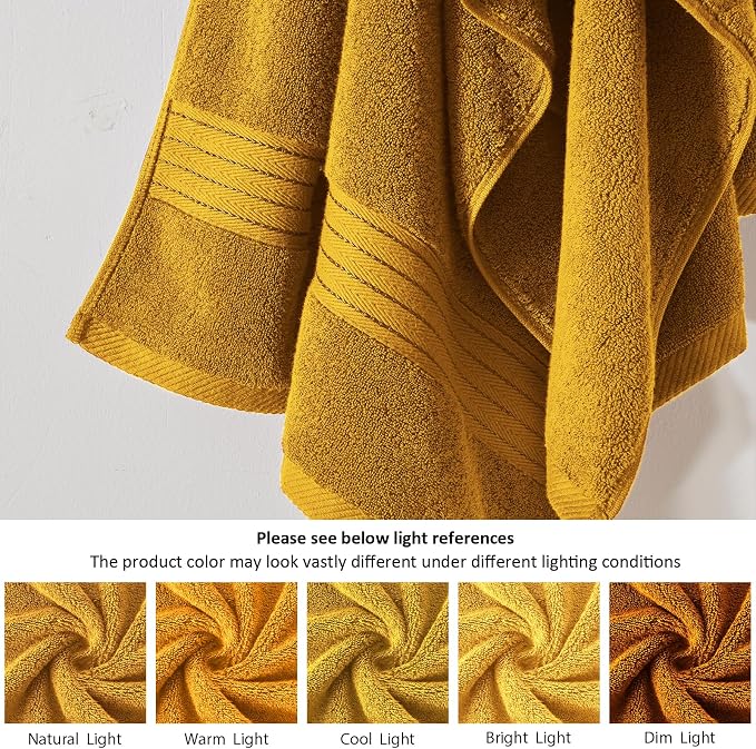 COZYART Luxury Bath Towel Set 6 Pcs, Gold 100% Turkish Cotton 650 GSM | OEKO-Tex 100 Certified Zero Twist Ring Spun, Soft Absorbent Quick Dry, Plush Fluffy, Breathable Hotel Quality for Daily Use
