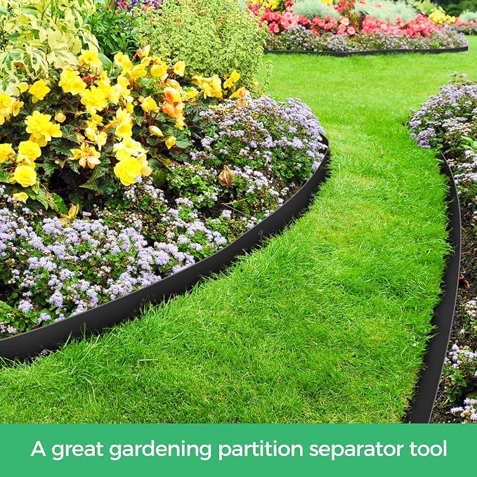 2IN x 100FT Landscape Edging Border with 150 Spikes, Plastic Edging for Landscaping, No Dig Garden Border Edging Kit for Flower Beds, Lawn, Yard, Paver Pathway
