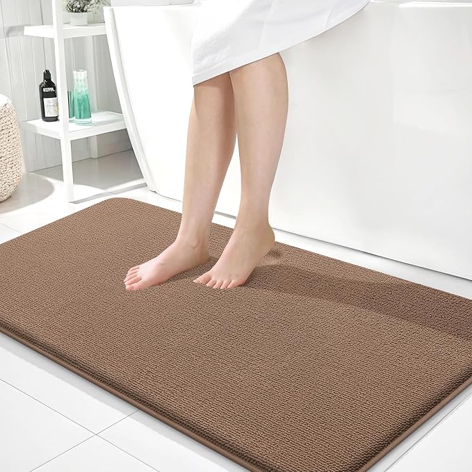 OLANLY Memory Foam Bathroom Runner Rugs 44x24, Absorbent Long Mat, Mocha | Soft Quick Dry Bath Mat Rugs, Non-Slip, Machine Washable Mat for Bathroom Floor, Tub and Shower, Home Decor Accessories