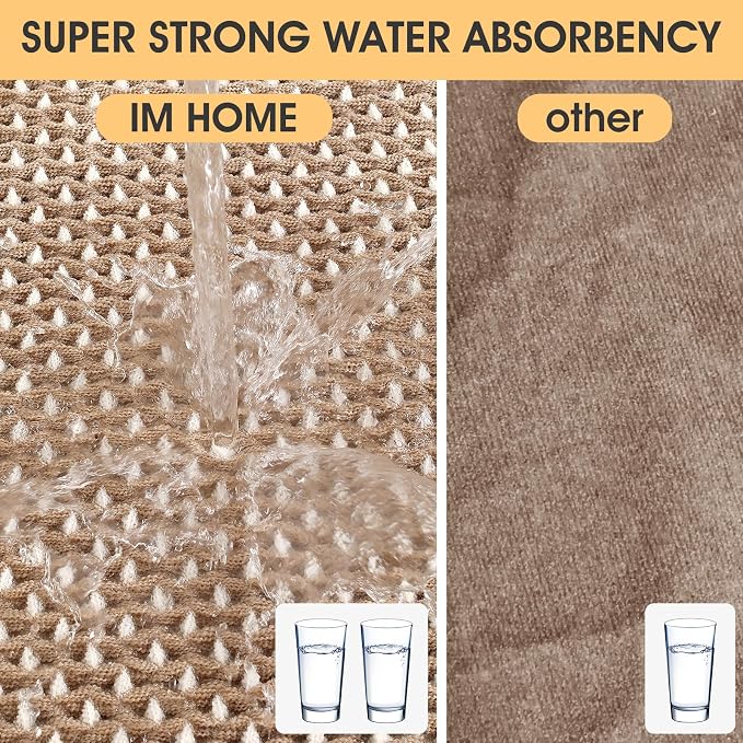 IM HOME Waffle Bath Mat Beige & White 32"x20", Boho Woven Modern Bath Mat Rugs, Absorbent Non Slip Bathroom Rugs, Soft Washable Bath Rugs with Tassels for Bedroom, Kitchen, Shower, Tub