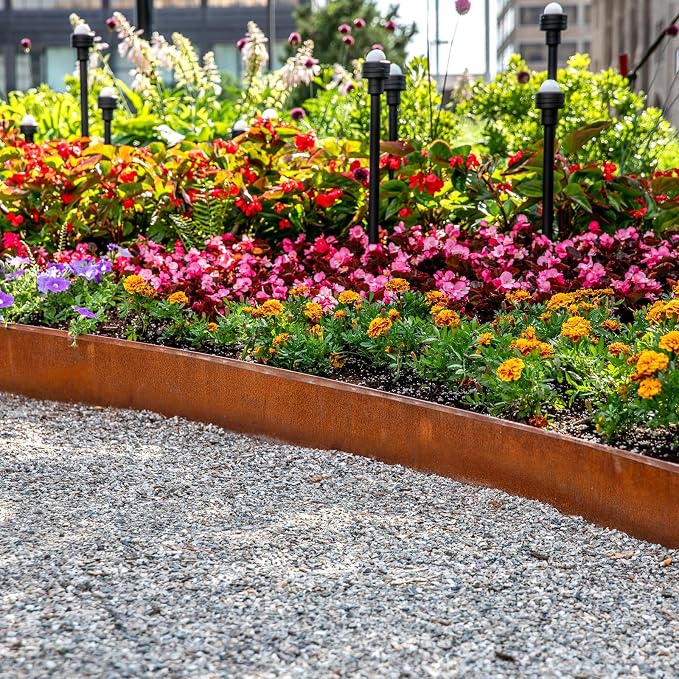 16.4ft Cor-Ten Steel Landscape Edging, 5.5" H Garden Edging Border | Metal Edging for Landscaping, Flexible Lawn Edging, Metal Edging for Pathway, Yard