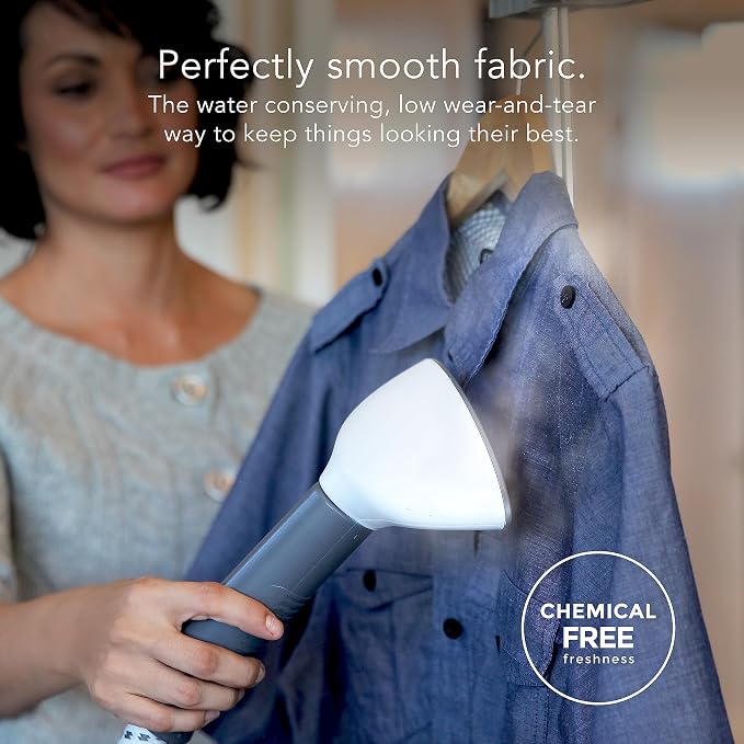 Steamfast SF-407 Canister Fabric Steamer, With Telescopic Pole and Fabric Brush, 45 Second Heat Up Time, Chemical-Free Steam, Clothes Hook, Fabric Brush, 40-Ounce Water Tank, White