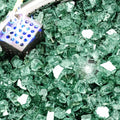 NUPICK 10 Pound Fire Glass, 1/2 Inch Reflective Fire Pit Glass | Tempered Fire Pit Rocks for Propane or Natural Gas, Glass Rocks for Fire Pit Table, Fireplace, Fire Bowl, Landscaping, Green