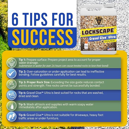 Lockscape Rock Glue for Landscaping | Gravel Glue Ultra Concentrated (1 Gallon) - Super Adhesive, Non-Toxic, Easy to Apply Dries Clear - Decomposed Granite Stabilizer with Extensive Coverage Pet Safe