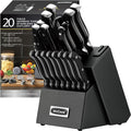 McCook Kitchen Knife Set 20PC Knife Block Set w Built-in Sharpener | German Forged Stainless Steel,Razor Sharp, Anti-Rust,Triple Rivet,Restaurant Grade,Ergonomic Handle,Full Tang,Gift Box