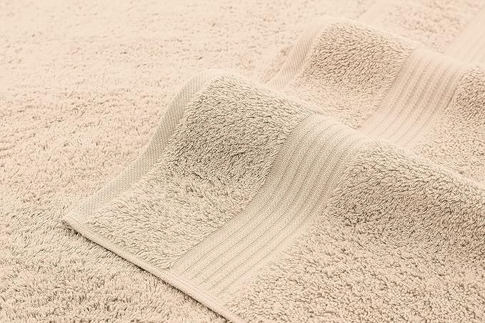 American Veteran 6 Piece Luxury Towel Set, 100% Cotton Turkish Towels - 2 Bath, 2 Hand, 2 Washcloths, Beige