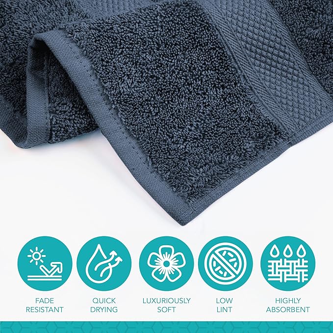 Pleasant Home Bath Towels Set of 6 (24” x 50”) 100% Cotton, 515 GSM | Lightweight, Soft & Highly Absorbent Luxury Towels for Bathroom | for Gym, Pool & Spa | 6 Pack, Navy