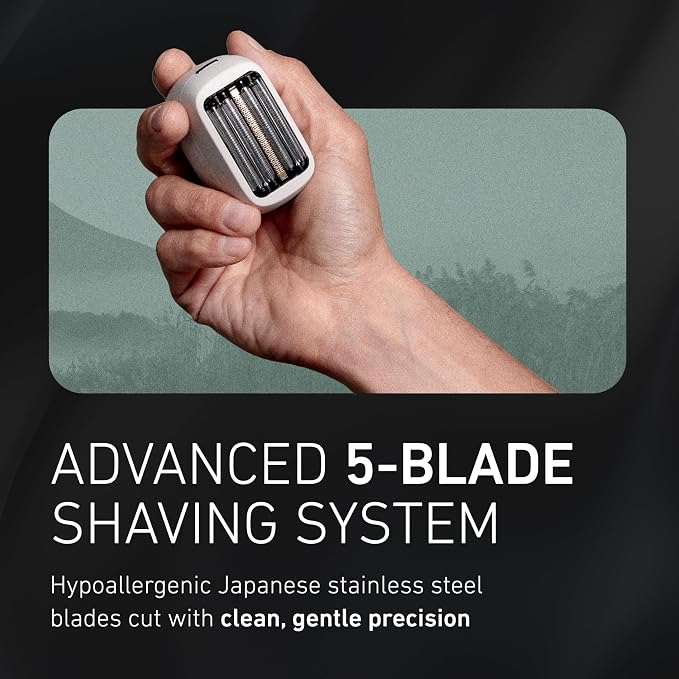 Panasonic ARC5 Palm-Sized Foil Shaver, Powerful Travel Electric Razor for Men, USB-C Charge Wet/Dry, Easy-Clean Luxury Japanese 5-Blade, Smooth & Precise Cut w/Smart Sensor (Natural Sea Stone)