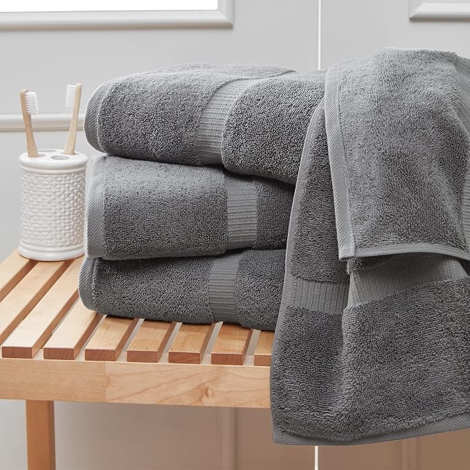 Towel Bazaar 4-Piece Bath Towel Set, Cotton Turkish Towels, 27x54 Luxury Towel Super Soft and Absorbent, Perfect Use for Bathroom, Shower Towels - Gray