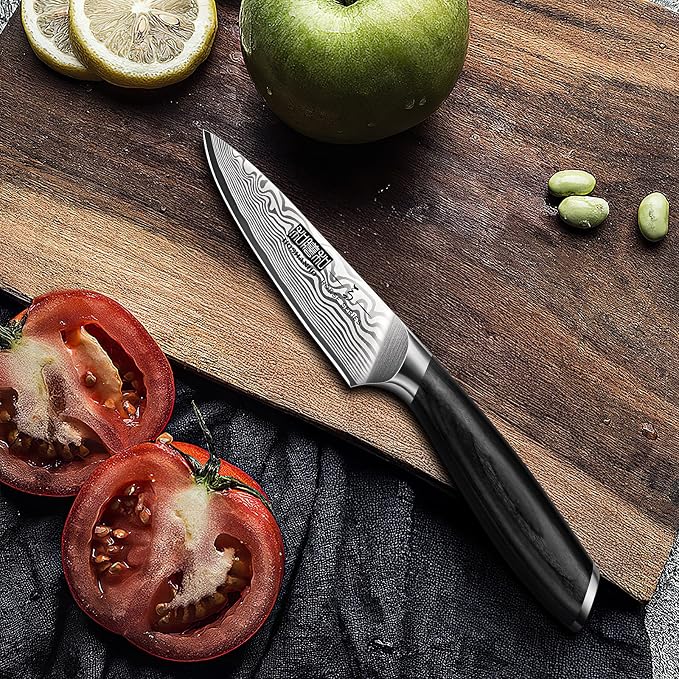 HOSHANHO Paring Knife 3.75 Inch, Powder Steel Forged Small Kitchen Knife | Razor Sharp Fruit Knife for Peeling & Coring, Japanese Peeling Knife with Ergonomic Pakkawood Handle, Thoughtful Gifts