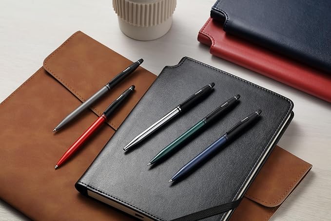 Cross Click Tuxedo Satin Metallic Red Ballpoint Pen - High-End Writing Tool for Versatile Use - Smooth Writing & Journaling - Elegant Accessory - Long-Lasting - Black Ink - Includes Gift Box