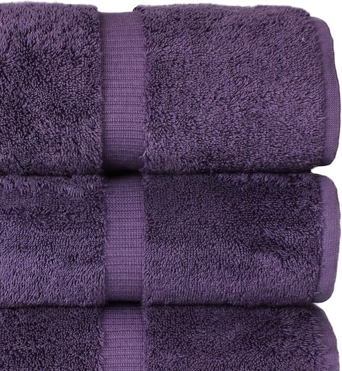 Chakir Turkish Linens 4 Piece Large Bath Towels, 100% Cotton Turkish Towels for Bathroom, Luxury Soft Absorbent Bath Towel Set, 27 x 54 Inches, Plum