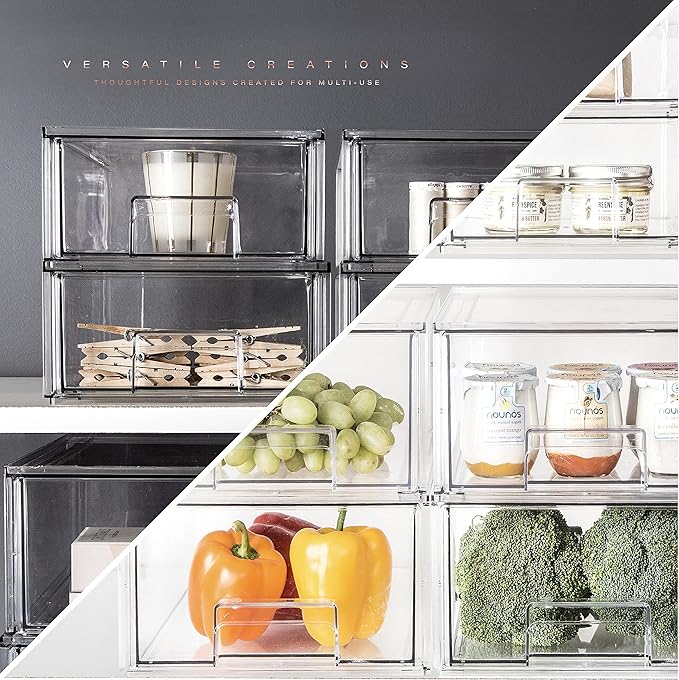 BINO | Stackable Storage Drawers, Large - Clear | THE CRATE COLLECTION | Storage Bins With Drawers | Bathroom Organizers | Under Sink Organizer | Vanity Cabinet Home Organization