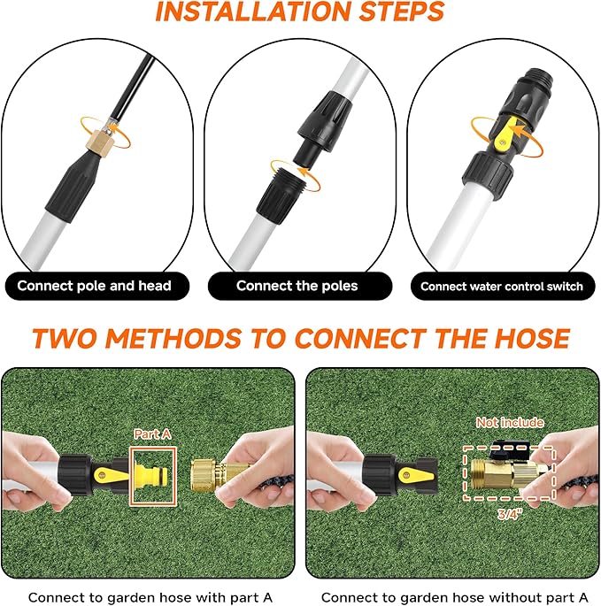 Gutter Cleaning Tools From The Ground, 8FT Gutter Cleaner with Adjustable Multiple Water Flow Modes, Gutters Cleaning Tool for Leaves and Debris, Fits Standard Garden Hoses