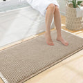 Smiry Waffle Bath Mat 47x20, Extra Soft Absorbent Bathroom Rugs, Non Slip Machine Washable Quick Dry Bath Rugs for Bathroom Floor, Tub, Shower, Home Decor Accessories, Brown & Cream