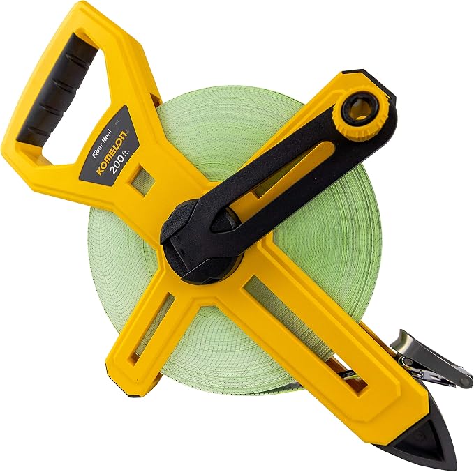 Komelon 6622 Open Reel Fiberglass Tape Measure, 200-Feet, Green