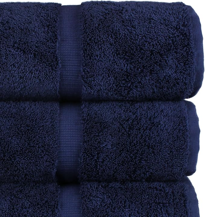 Chakir Turkish Linens 4 Piece Large Bath Towels, 100% Cotton Turkish Towels for Bathroom, Luxury Soft Absorbent Bath Towel Set, 27 x 54 Inches, Navy
