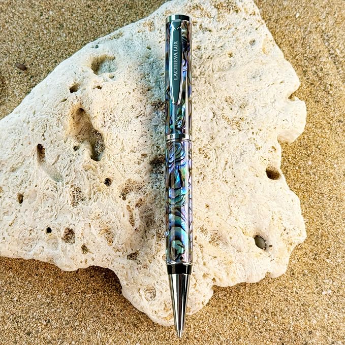 LACHIEVA LUX Abalone Shell Ballpoint Pen, Luxury Executive Gift Set, Fancy Pen for Men & Women, German P900M Refill, Ocean Dream Collection