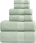 Springtree Home 100% Cotton Bath Towel Set | 6-Piece Set | Eucalyptus | Absorbent & Quick-Dry Bathroom Towels | Textured and Durable Cotton Towels for Bathroom | OEKO-TEX | Krista Collection
