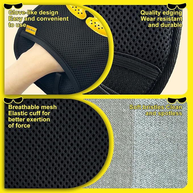 Pet Hair Removal Glove - Washable Reusable, 2pcs | Electrostatic dual-direction fiber grabs loose fur. Works on sofas, rugs, car seats & pet beds. Cat & dog hair