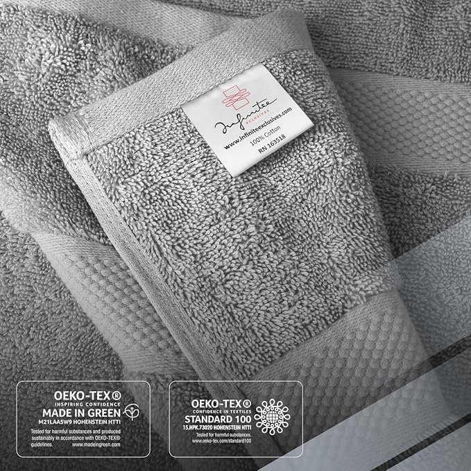 Infinitee Xclusives 100% Ring-Spun Cotton Bath Towels for Bathroom - Pack 4 | Luxury Super Soft, Absorbent & Quick-Drying |27x54 inches| Large Bathroom Towels Set |600 GSM| Gym, Shower, Spa & Hotel Use