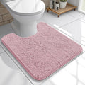 OLANLY Toilet Rugs U-Shaped 20x20, Extra Soft Absorbent Chenille Contour Bathroom Rugs for Toilet, Dry Quickly, Machine Washable, Non-Slip Bath Mat, Dusty Rose