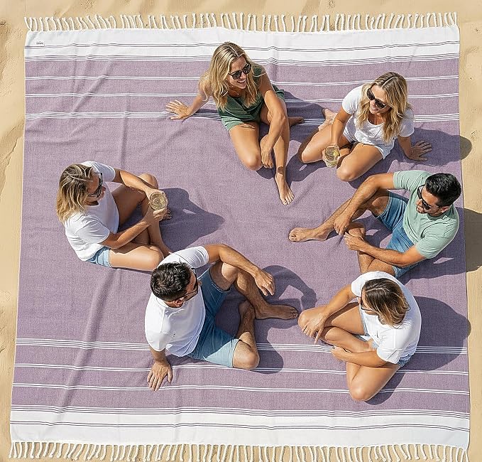 LANE LINEN Beach Blanket Sand Free, Soft & Large Beach Towel - Regal Orchid
