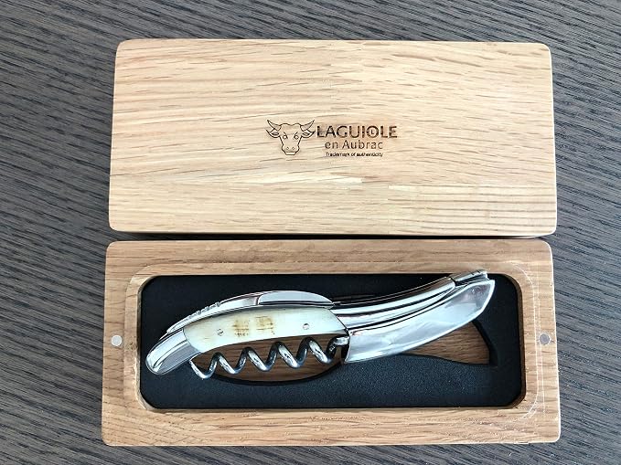 Laguiole an Aubrac Sommelier Waiter's Corkscrew, Croute de Belier Ram Crust Handle
