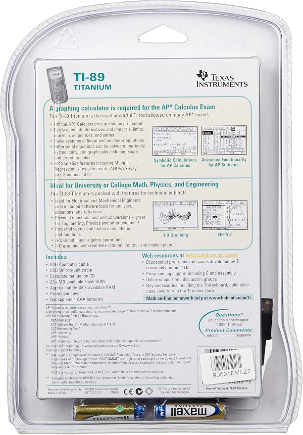Texas Instruments TI-89 Titanium Graphing Calculator (packaging may differ) (Renewed)