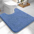 OLANLY Toilet Rugs U-Shaped 24x24, Extra Soft Absorbent Chenille Contour Bathroom Rugs for Toilet, Dry Quickly, Machine Washable, Non-Slip Bath Mat, Cornflower Blue