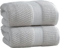 NY Loft 100% Cotton 2-Pack Oversized Bath Towel Set | Grey | Quick-Dry | Two Oversized 35" x 70" Bath Towels / Bath Sheets | Super Absorbent | Designer-Styled Texture