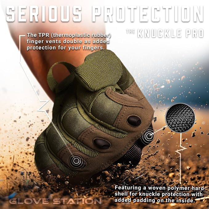 Glove Station Hard Knuckle Utility Gloves, Touchscreen, THKFF, Green, 2XL | TPR Impact Shield, Touchscreen Compatible - Motorcycle, Outdoor & Utility Use