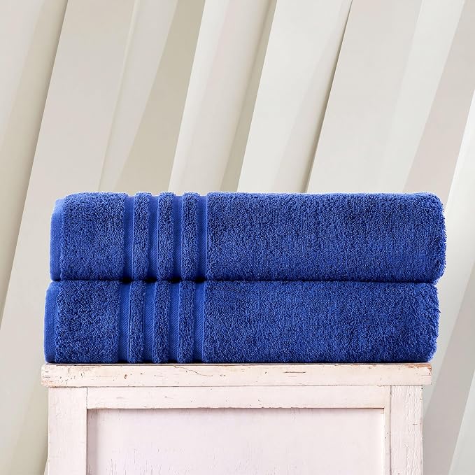 Hawmam Linen Jumbo Large Bath Sheets Towels 2 Pack Soft and Absorbent, Premium Quality 100% Cotton Towels (Royal Blue, Bath Sheet)