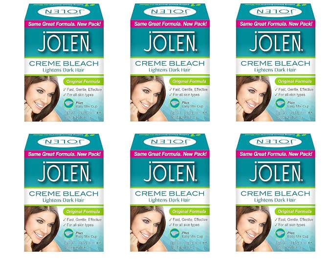 Jolen creme bleach lightens dark hair 30ml (6 Pack)