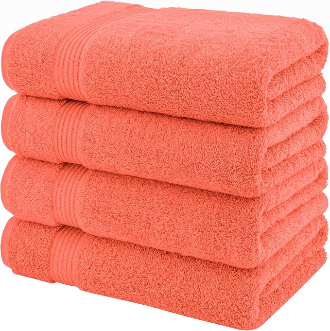 American Veteran Towel, 100% Cotton Turkish Bath Towels for Bathroom 4 Pack, 27x54 Extra Large Premium Soft Drying Bathroom Towels, Aqua Blue