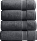 Springtree Home Luxury Bamboo Rayon Plush Bath Towel Set | 4-Pack | Grey | 35% Bamboo Rayon - 65% Zero Twist Cotton | Absorbent Quick-Dry Towels for Bathroom | Ultra Soft | OEKO-TEX Standard 100
