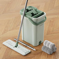 JOYMOOP 8L Large Capacity Flat Mop System, Light Green | Extension Handle, Floor, Window, and Wall Cleaning, 3 Washable Microfiber Pads, Wet and Dry Use