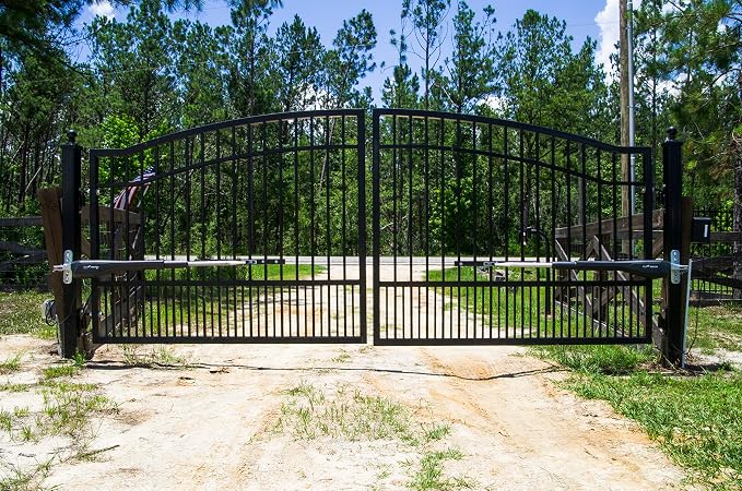 Mighty Mule Gate Opener, Solar and Smart Ready, Heavy Duty Automatic Gate Opener, Gates up to 18ft or 850lb Per Gate Leaf, Dual Gate Opener, Upgraded, MM572W-A