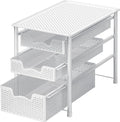 Simple Houseware 3 Tier White Alloy Steel Sliding Basket Organizer Drawer Cabinet