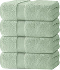 White Classic Luxury Bath Towels Set of 4 Large - 700 GSM Cotton Ultra Soft Bath Towels 27x54 | Highly Absorbent and Quick Dry | Hotel Towels for Bathroom Luxury, Plush Mint Green