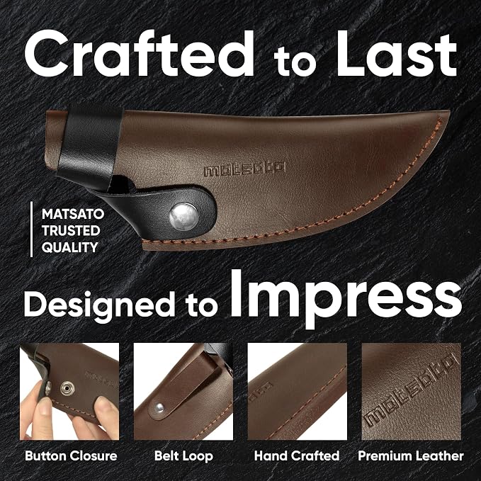 Matsato Kitchen Knife Leather Sheath for Japanese Steel Chef's Knife | Holder Perfect for Cutting and Chopping, 6.3 Inch Matsato Knives holder