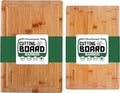 Freshware Freshware Bamboo Cutting Boards for Kitchen with Juice Groove [Set of 2] Wood Cutting Board for Chopping Meat, Vegetables, Fruits, Cheese, Knife Friendly Serving Tray with Handles