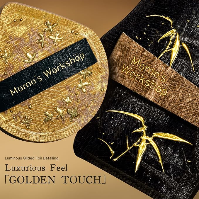 Momo's Workshop Makeup Sponge 8Pcs Satin PU Gold Sponge Set for Foundation & Blush