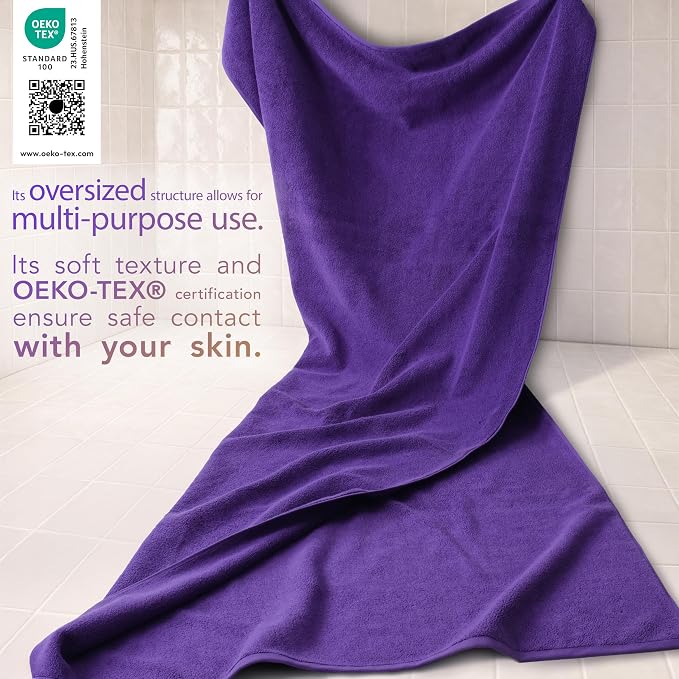 Cotton Paradise 100% Cotton 40x80 Oversized Bath Sheet, Extra Large Turkish Bath Towels for Bathroom, Purple Bathsheet