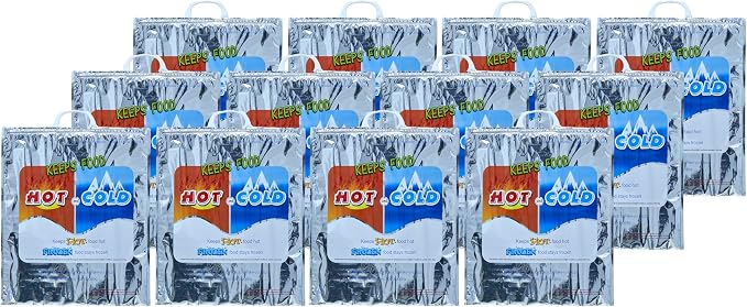 Superio Hot and Cold Insulated Bags for Food Delivery, Grocery Shopping Bags, Food Storage for Hot and Frozen Food for Travel, Disposable Cooler Bag, Reinforced Thermal Lunch Bag (12, 16"x19.25")