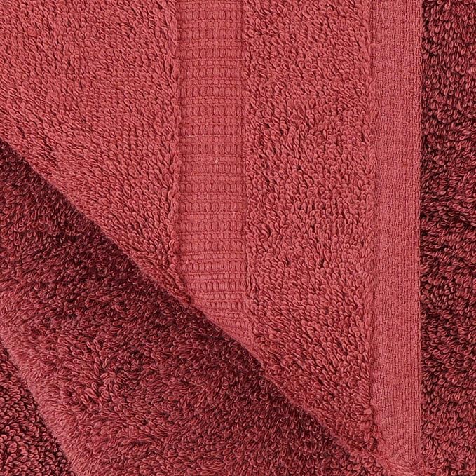 Towel Bazaar 4-Piece Washcloth, 100% Premium Cotton Turkish Towels, 13x13 Luxury Towel Super Soft and Absorbent, Perfect Use for Bathroom, Shower Towels - Cranberry
