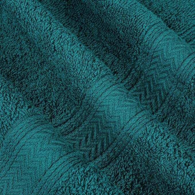 HILLFAIR 100% Cotton Towels Set for Bathroom, Quick Drying, High Absorbent 24Pc Towel Set, 2 Bath Sheets, 4 Bath Towels, 6 Hand Towels, 4 Fingertip Towels, 8 Washclothes: Teal (600GSM-24PC-TEAL)